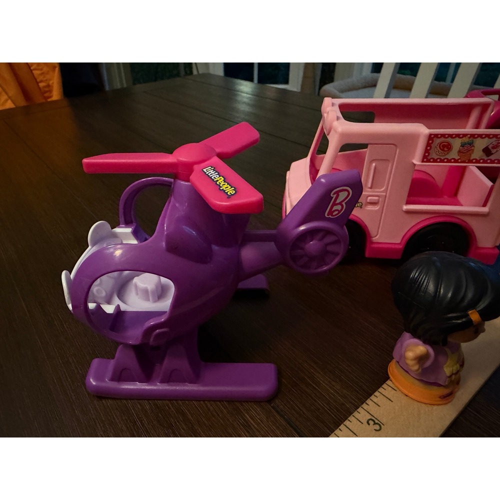 Fisher Price Little People Barbie Vehicle Lot Helicopter Ice Cream Truck Car 3pc - Picture 12 of 13